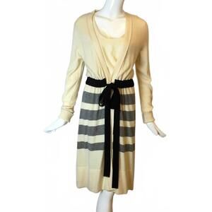 NEW PAULE KA women's stripe knit cardigan and top in ivory black